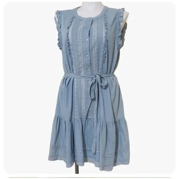 Draper James | Dresses | Draper James Womenssize Medium Dress Denim  Sleeveless Tiered Ruffles | Poshmark